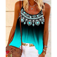 Ombre Ruched Flowy Tank Top - green