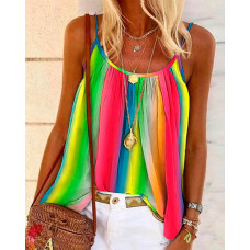 Ombre Scoop Neck Flowy Cami Top - Multicolor