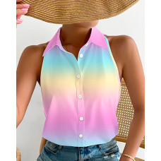 Ombre Sleeveless Button Front Top - Multicolor