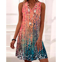 Ombre Sleeveless Casual Dress - Multicolor