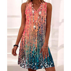 Ombre Sleeveless Casual Dress - Multicolor