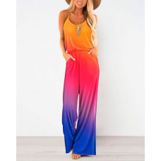 Ombre Spaghetti Strap Pocket Design Jumpsuit - Multicolor