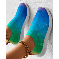 Ombre Waterdrop Print Slip-On Sneakers - Multicolor