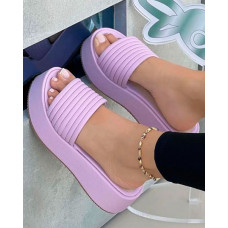 One Strap Platform Muffin Comfort Slippers - purple