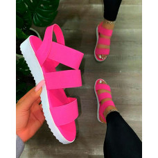 Open Toe Bandage Slingback Platform Sandals - hot pink