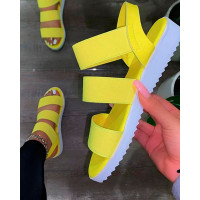 Open Toe Bandage Slingback Platform Sandals - yellow