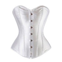 Overbust Boned Bustier Corset Tummy Control Push Up Wedding Party Shapewear Top - white