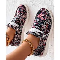 Paisley Print Lace-up Casual Slip-On - Multicolor