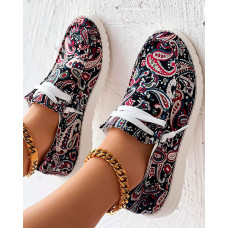 Paisley Print Lace-up Casual Slip-On - Multicolor