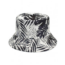 Palm Leaf Print Reversible Bucket Hat - white