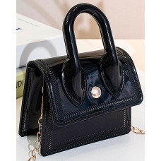 Pastel Chain Strap Square Handbag - black