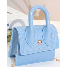 Pastel Chain Strap Square Handbag - blue