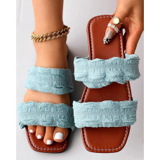 Pastel Double Strap Beach Slippers - blue