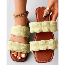 Pastel Double Strap Beach Slippers - yellow