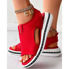 Peep Toe Platform Casual Hollow Out Sandals - red