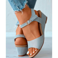 Peep Toe Slingback Wedge Sandals - silver