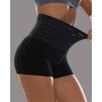 Plain High Waist Shapewear Hip Lifter Seamless Underwear - black