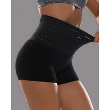 Plain High Waist Shapewear Hip Lifter Seamless Underwear - black