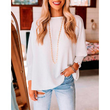 Plain Shirred Detail Casual Top - white