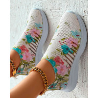 Plants Print Breathable Slip-On Casual Sneakers - Multicolor