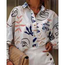 Plants Print Button Design Shirt - white