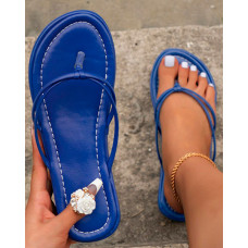 Platform Toe Post Summer Beach Flip Flops - blue