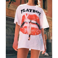 Playboy Lip Print T-Shirt - white