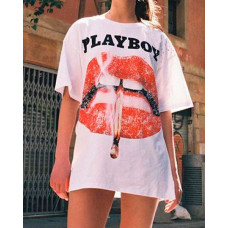 Playboy Lip Print T-Shirt - white