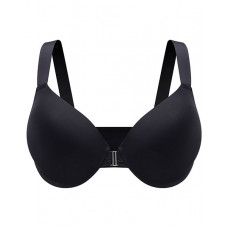 Plus Size Closure Front Wide Strap Seamless Bra - black