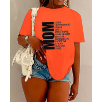 Plus Size Mother's Day Mom Letter Print Casual T-shirt - orange