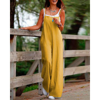 Pocket Decor Casual Suspender Jumpsuit - yellow