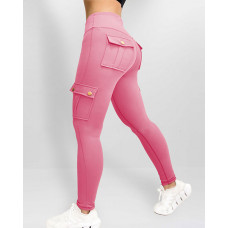 Pocket Design Butt Lifting Active Pants - pink