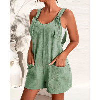 Pocket Design Casual Suspender Romper - green