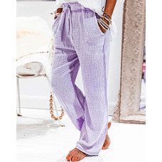 Pocket Design Drawstring Casual Textured Pants - purple