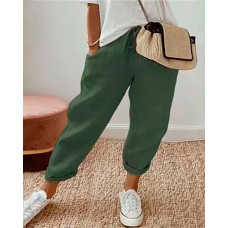 Pocket Design Drawstring Pants - green