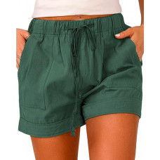 Pocket Design Drawstring Waist Shorts - green