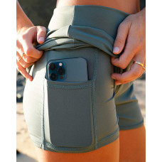 Pocket Design High Waist Active Shorts - Army green