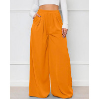 Pocket Design Wide Leg Pants - yellow