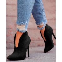 Pointed Toe Stiletto Ankle Boots - black