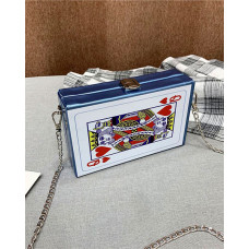 Poker Card Chain Strap Shoulder Crossbody Bag - blue