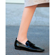 Polished Square Toe Chunky Loafers - black