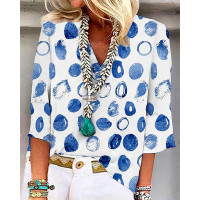 Polka Dot Pattern Print Casual Top - white