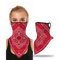 Print Breathable Ear Loop Face Cover Bandana Windproof Dust Outdoors - red