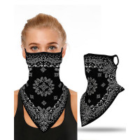 Print Breathable Ear Loop Face Cover Windproof Motorcycling Dust Outdoors - black