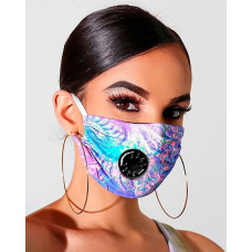 Print Breathing Washable Valve Face Mask (2 filters as gift) - Multicolor