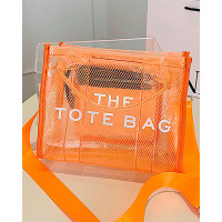 PVC Pastel Letter Print Tote Bag - orange