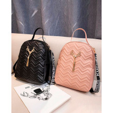 Quilted Chevron Tassel Detail Backpack - black