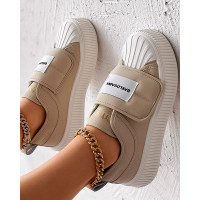 Quilted Platform Velcro Casual Sneakers - khaki