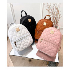 Quilted Zipper Design Backpack - pink