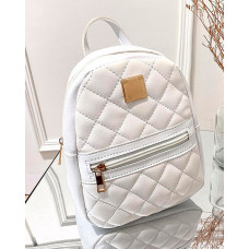 Quilted Zipper Design Backpack - white